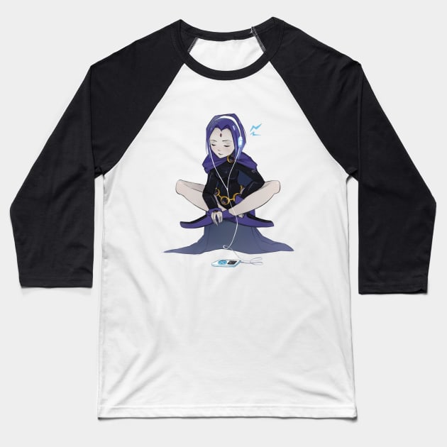 Raven listening to music Baseball T-Shirt by annearrt